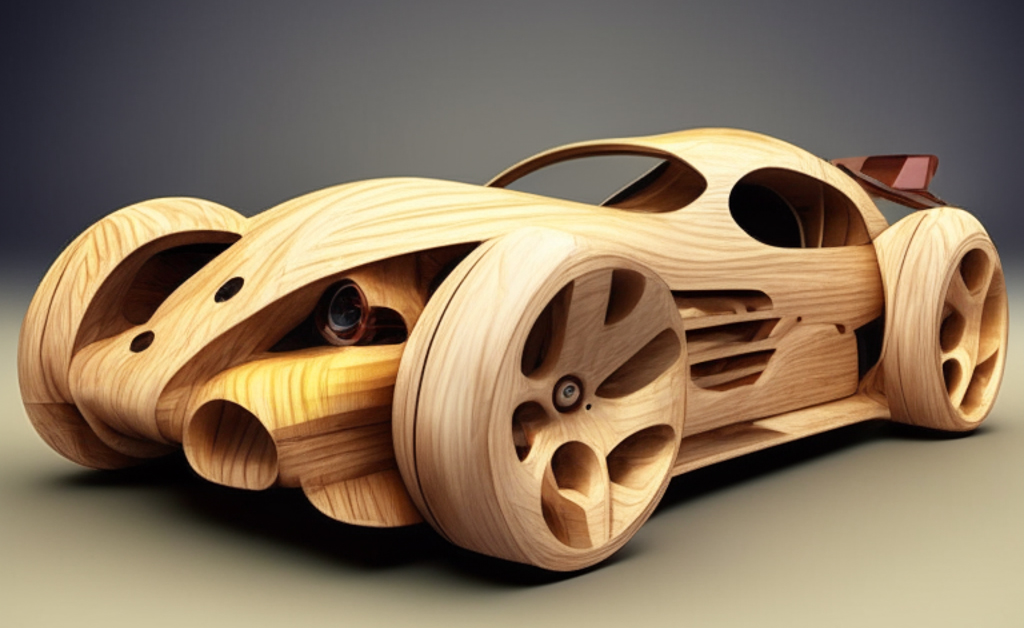 wooden sports car